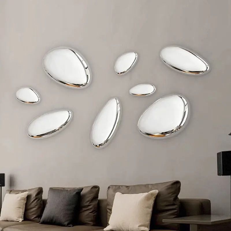 Modern Luxury Water Drop Wall Decor Pendant Stainless Steel Stone Accent 0