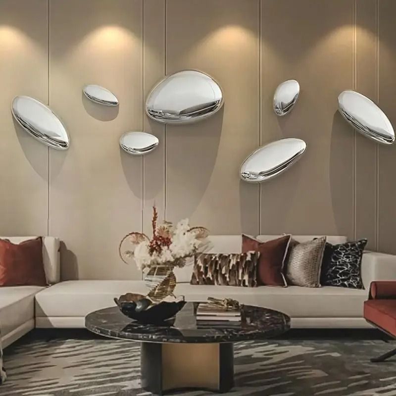 Modern Luxury Water Drop Wall Decor Pendant Stainless Steel Stone Accent 6