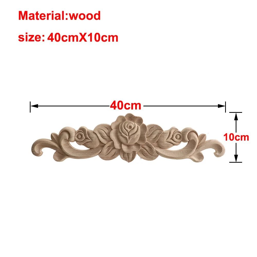 Carved Wooden Rose Applique Decorative Furniture Trim Accent 3