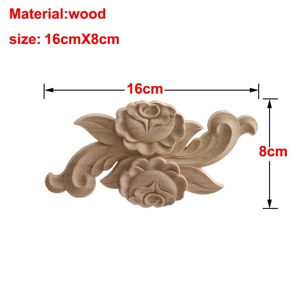 Carved Wooden Rose Applique Decorative Furniture Trim Accent 4