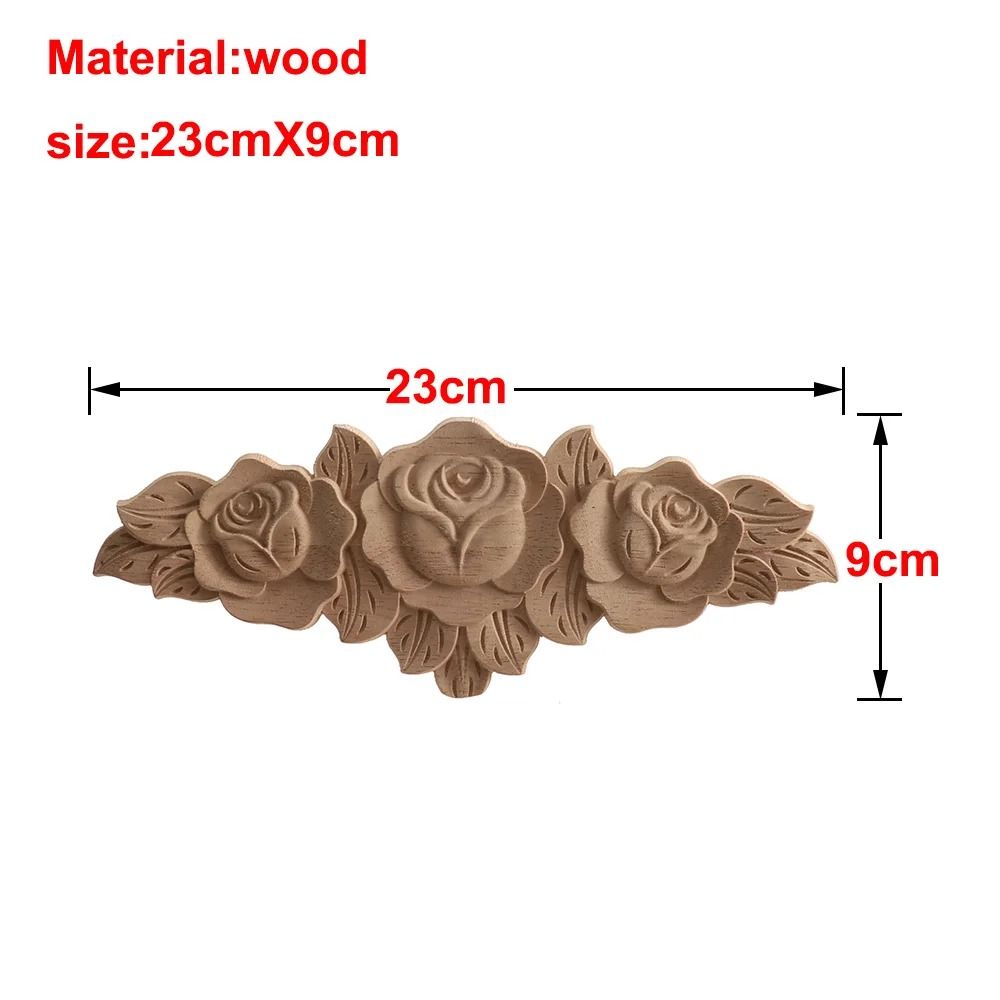 Carved Wooden Rose Applique Decorative Furniture Trim Accent 10