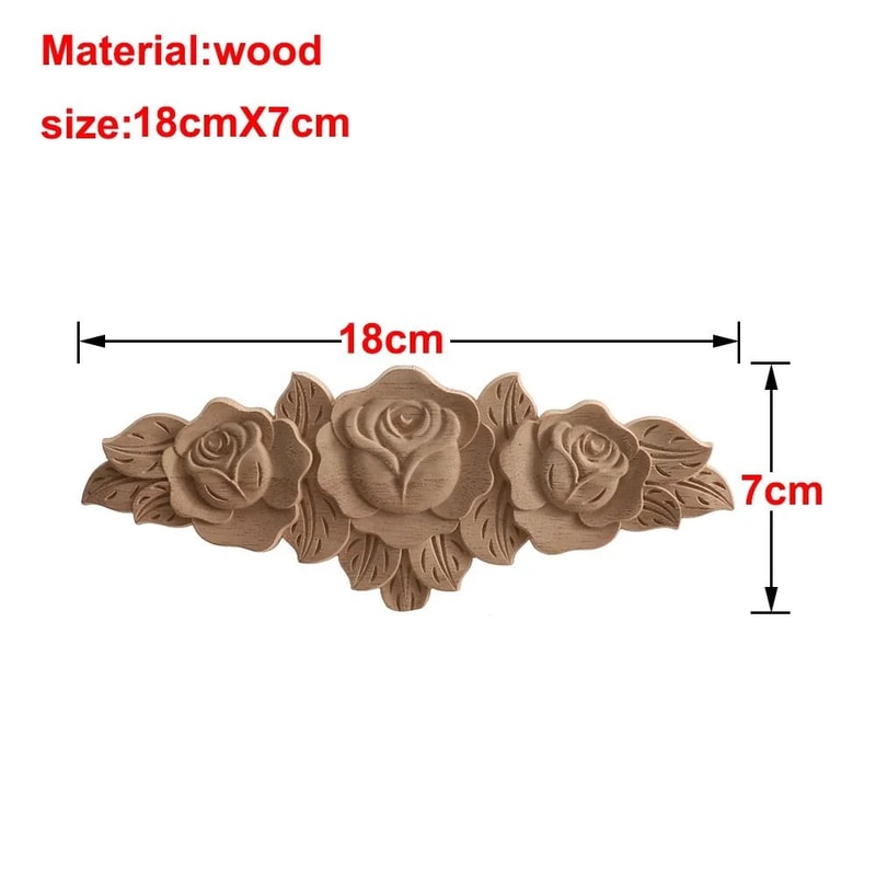Carved Wooden Rose Applique Decorative Furniture Trim Accent 12