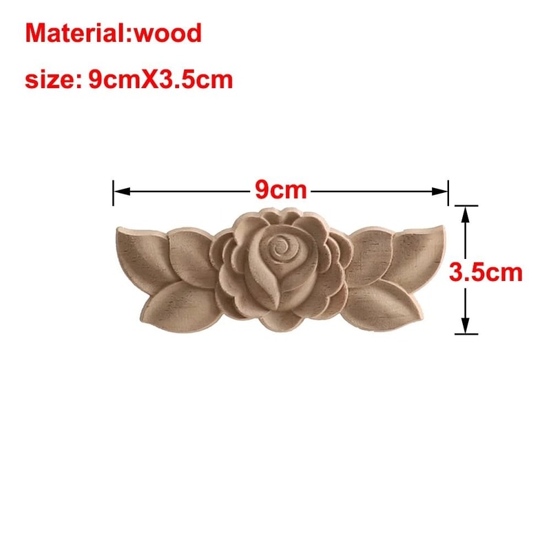 Carved Wooden Rose Applique Decorative Furniture Trim Accent 14
