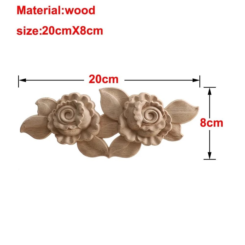 Carved Wooden Rose Applique Decorative Furniture Trim Accent 6