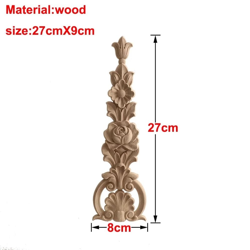 Carved Wooden Rose Applique Decorative Furniture Trim Accent 15