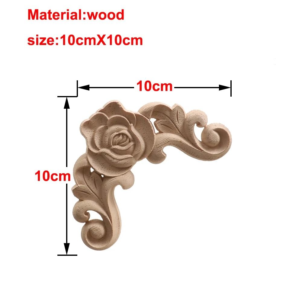 Carved Wooden Rose Applique Decorative Furniture Trim Accent 28