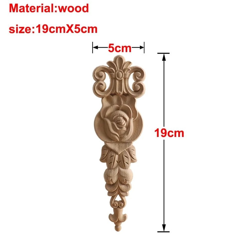 Carved Wooden Rose Applique Decorative Furniture Trim Accent 17