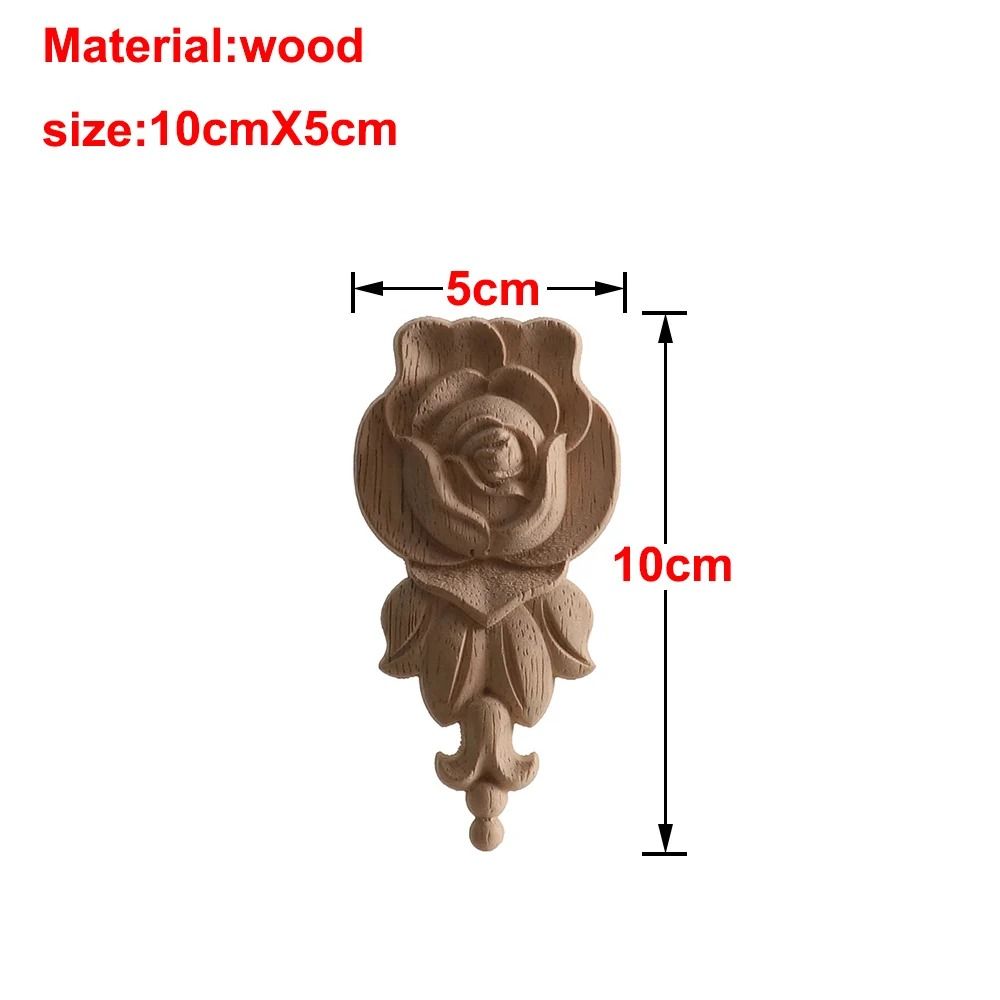 Carved Wooden Rose Applique Decorative Furniture Trim Accent 22
