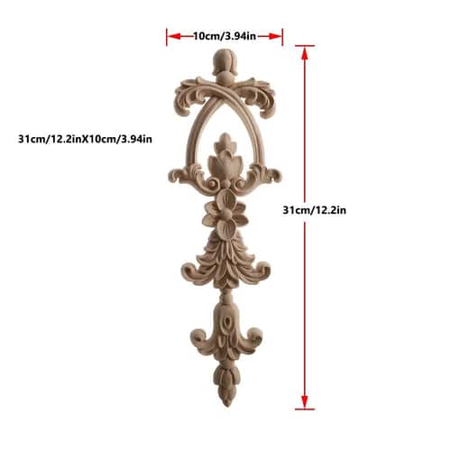 2 Piece Carved Wooden Rose Applique Furniture Decorative Trim Set