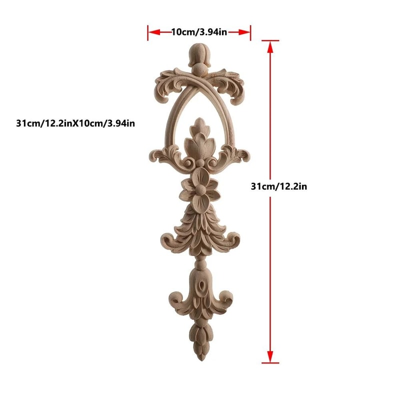 2 Piece Carved Wooden Rose Applique Furniture Decorative Trim Set 0
