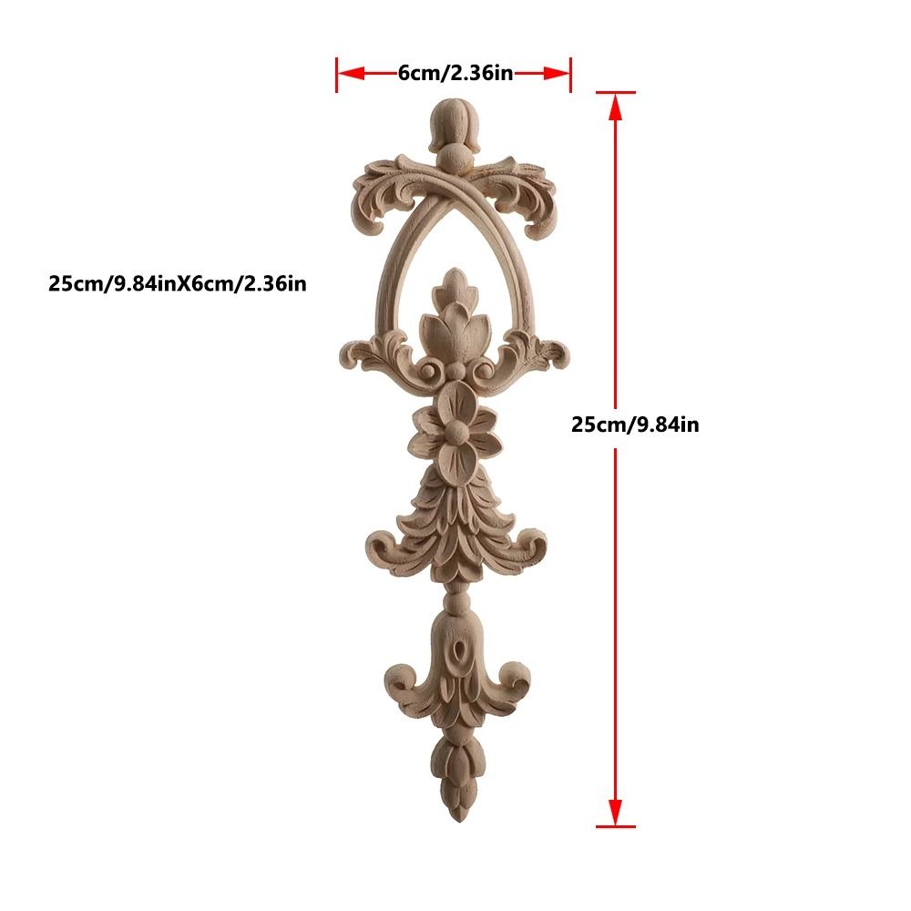 2 Piece Carved Wooden Rose Applique Furniture Decorative Trim Set 1
