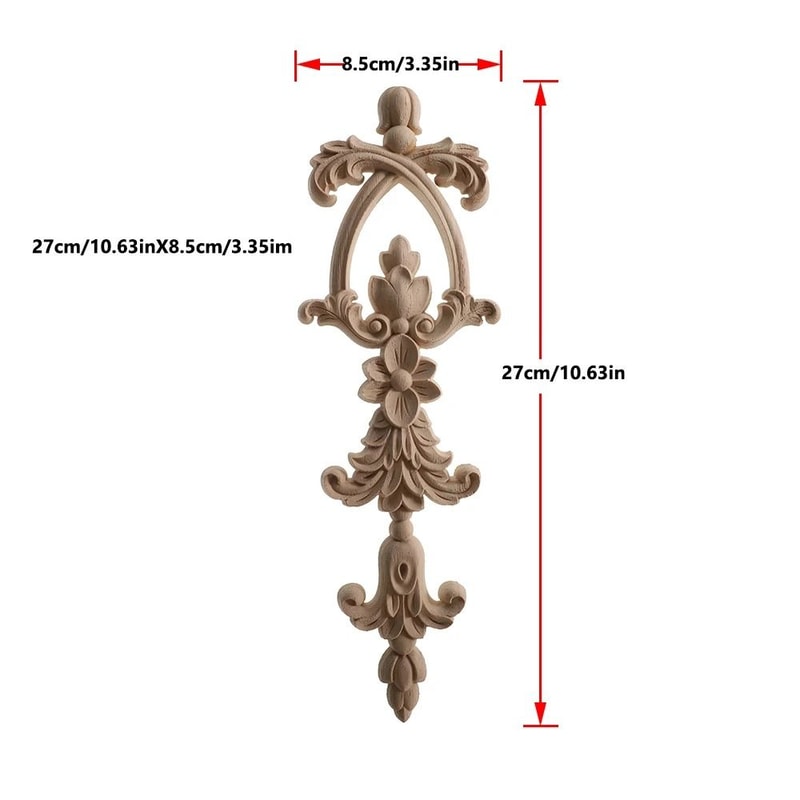 2 Piece Carved Wooden Rose Applique Furniture Decorative Trim Set 2