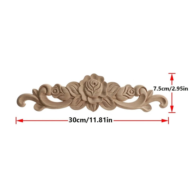 2 Piece Carved Wooden Rose Applique Furniture Decorative Trim Set 3