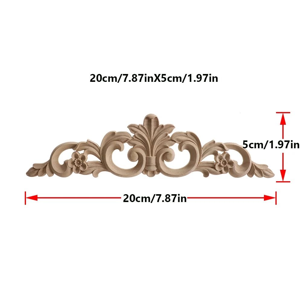2 Piece Carved Wooden Rose Applique Furniture Decorative Trim Set 22