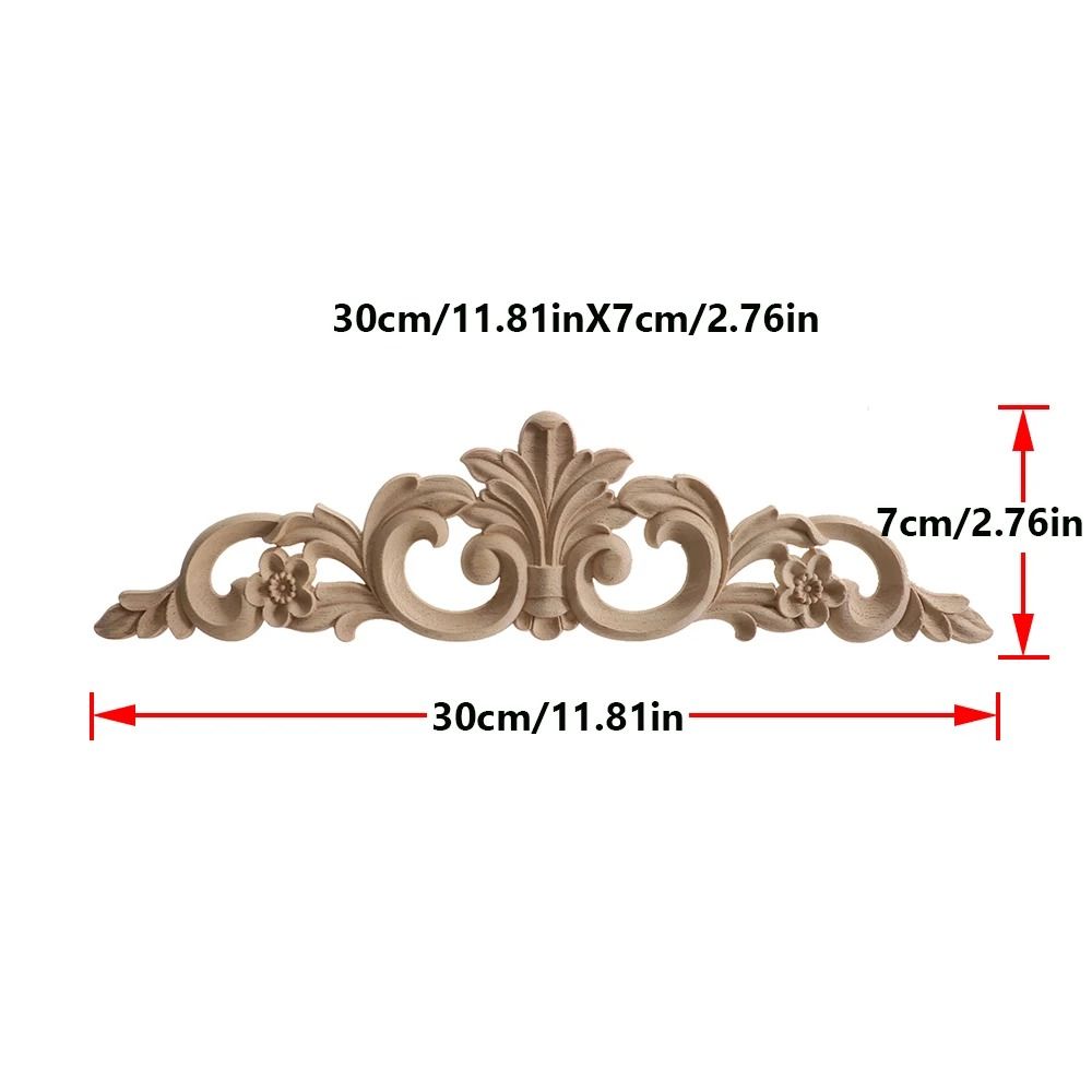 2 Piece Carved Wooden Rose Applique Furniture Decorative Trim Set 23