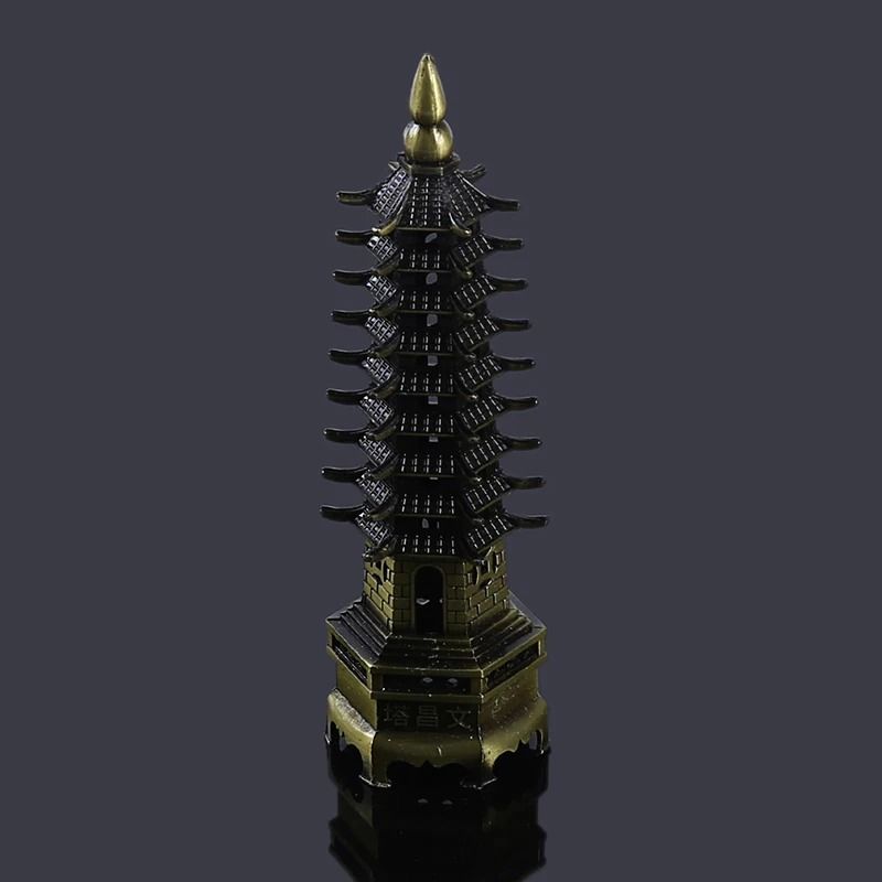 Feng Shui Wenchang Pagoda Tower Metal Statue Home Decor 11