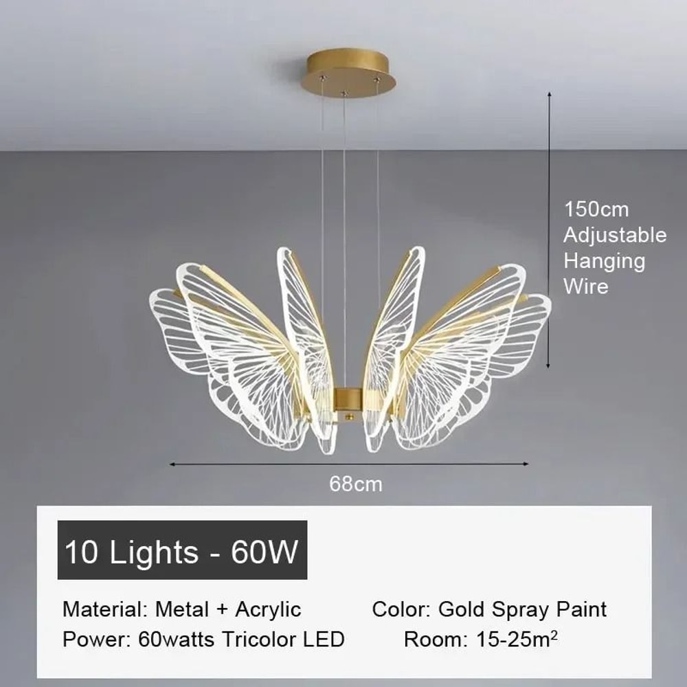 Butterfly Acrylic Chandelier Modern Minimalist LED Hanging Light 5
