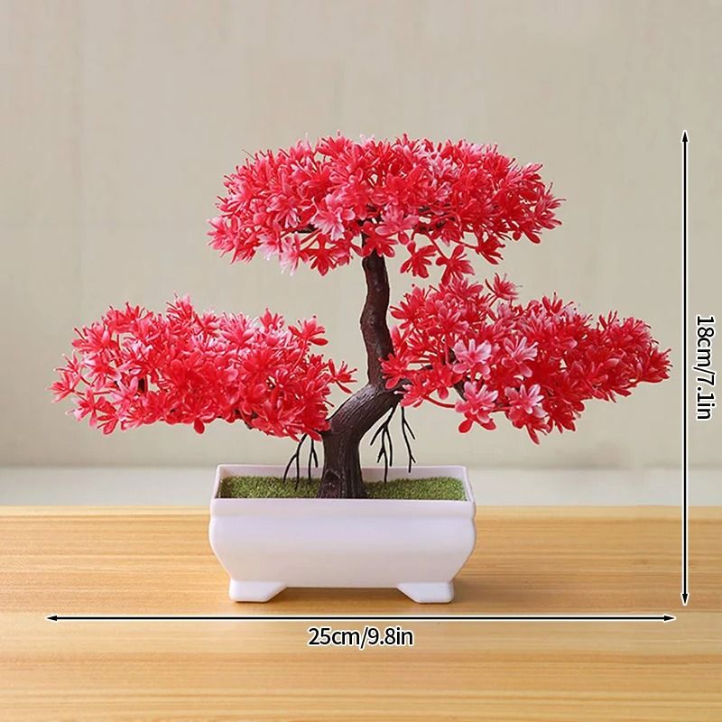 Artificial Potted Plant Mini Bonsai Tree Home Decor Accent 6