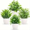 Mini Artificial Potted Plants Set Fake Bonsai Decor For Home Office 1