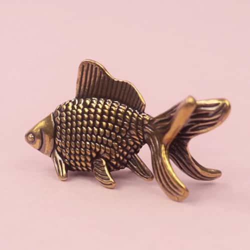 Retro Brass Goldfish Figurine Lucky Fish Desk Decor Ornament
