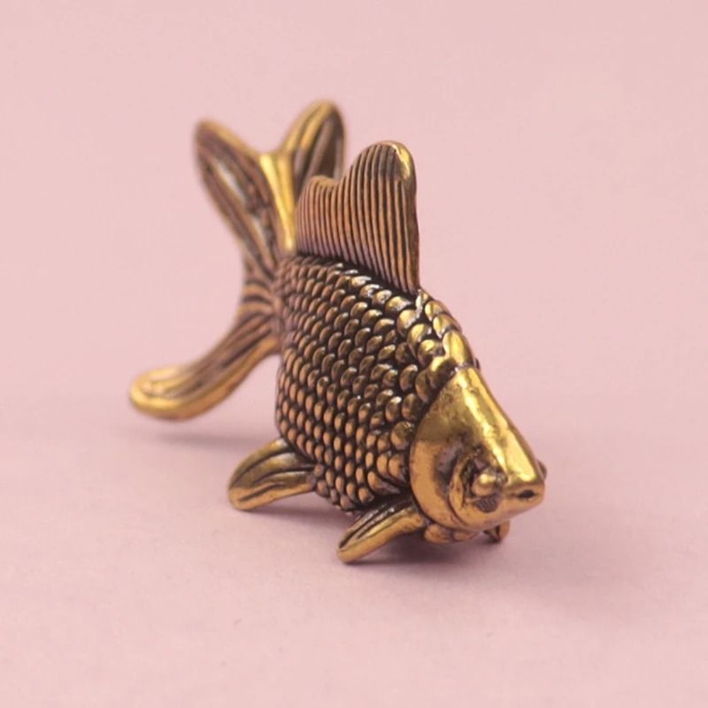 Retro Brass Goldfish Figurine Lucky Fish Desk Decor Ornament 7