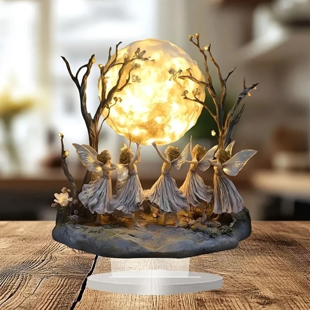 Moon Tree Elf Acrylic Tabletop Decor Fantasy Desk Ornament 3