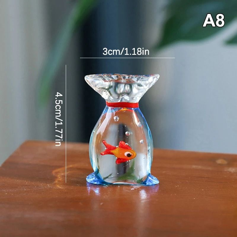 Handcrafted Glass Fish Figurine Mini Colorful Desktop Decor 8