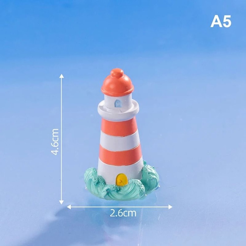 Mini Ocean Lighthouse Figurine Resin Landscape Decor Ornament 5