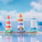 Mini Ocean Lighthouse Figurine Resin Landscape Decor Ornament 12