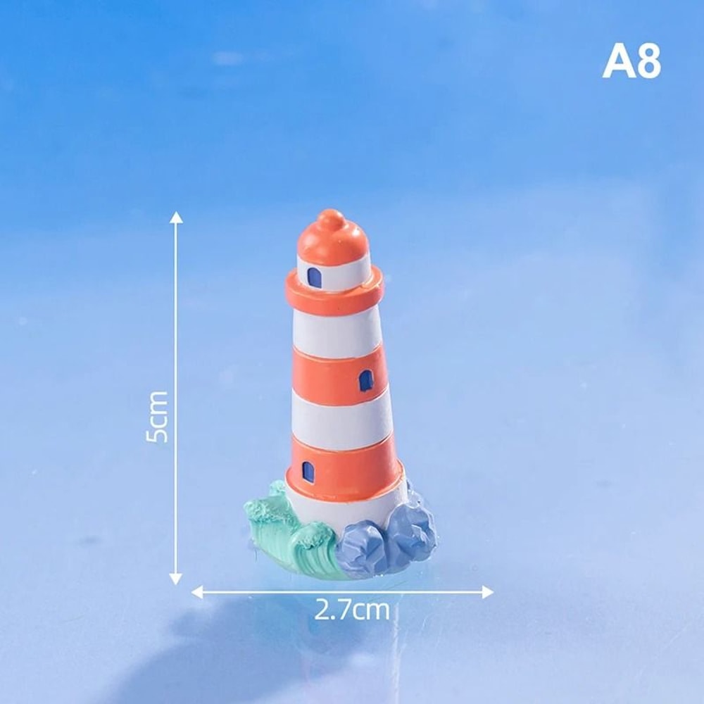 Mini Ocean Lighthouse Figurine Resin Landscape Decor Ornament 8