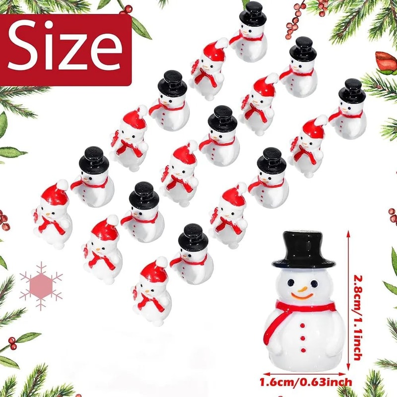 Mini Snowman Figurines Set Christmas Resin Garden Decor Accessories 5