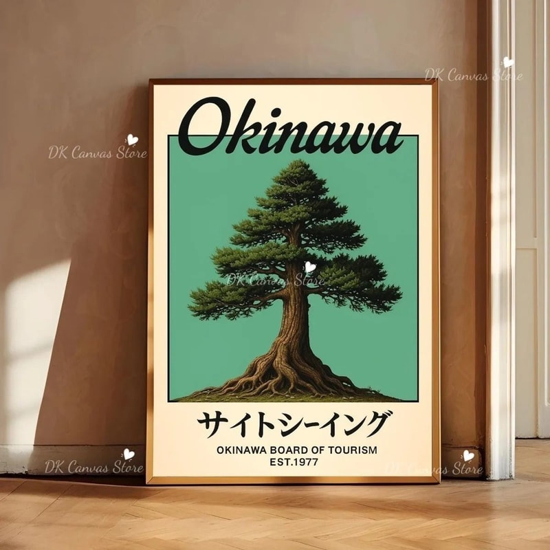 Japanese Okinawa Japandi Canvas Print Vintage Travel Wall Art 4