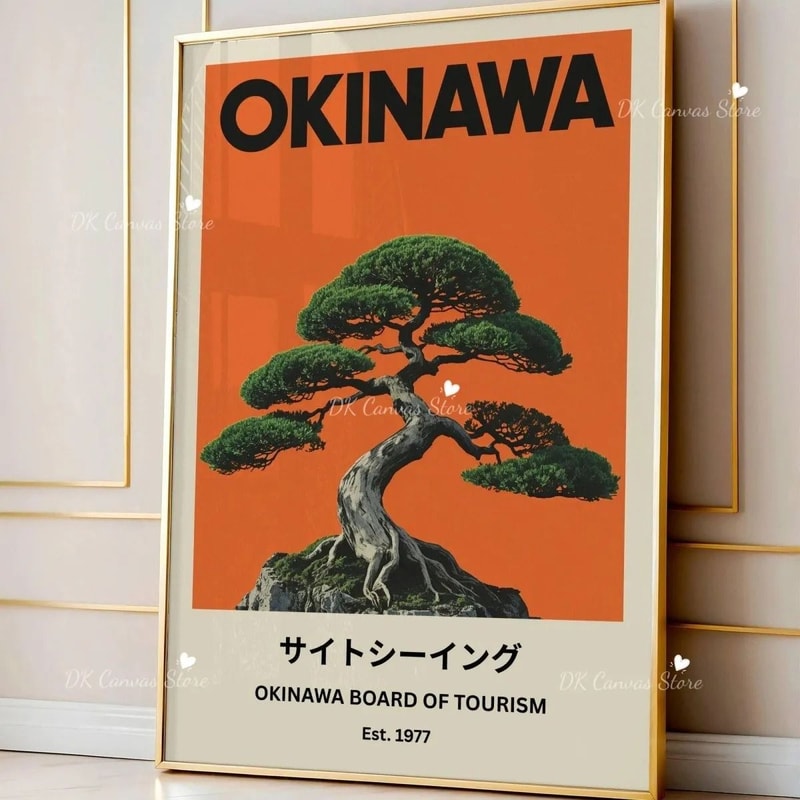 Japanese Okinawa Japandi Canvas Print Vintage Travel Wall Art 5