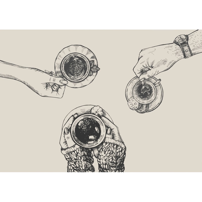 Minimalist Coffee Line Art Canvas Print Modern Cafe Wall Decor 1