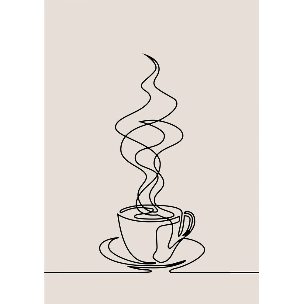 Minimalist Coffee Line Art Canvas Print Modern Cafe Wall Decor 17