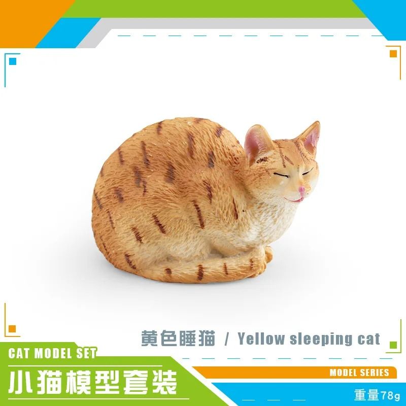 Cute Orange Cat Figurine Mini Animal Desk Decoration Ornament 2