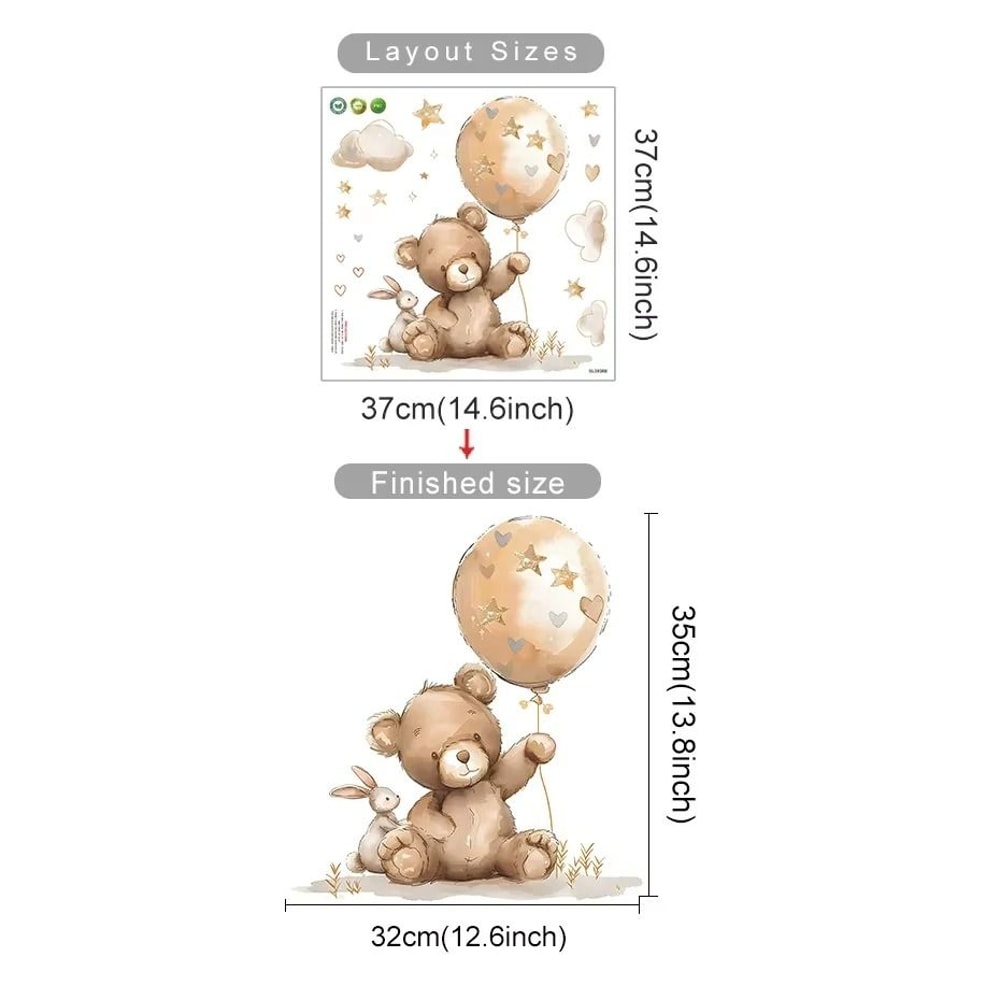 Cartoon Hot Air Balloon Nursery Wall Stickers Kids Room Decor 10