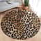 Leopard Print Round Carpet Rug Soft Flannel Bedroom Floor Decor 2