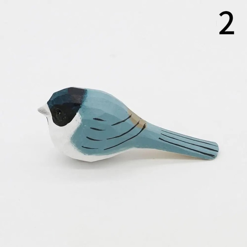 Hand Carved Wooden Bird Figurine Mini Rustic Home Decor 2