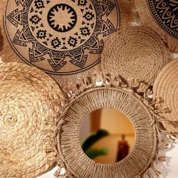 boho wall baskets woven wall decor handmade seagrass rustic farmhouse hanging set