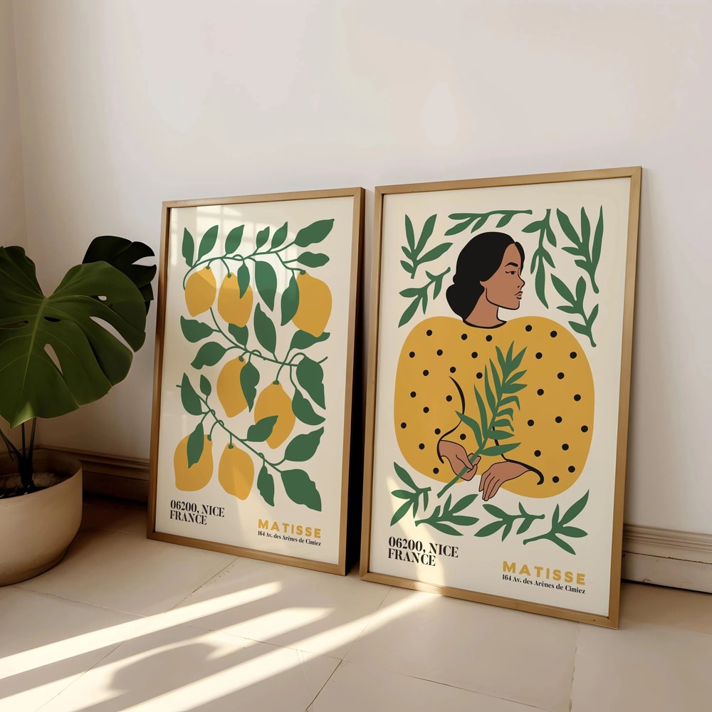 Matisse Wall Art Bohemian Floral Prints Mid Century Modern Minimalist Set 0