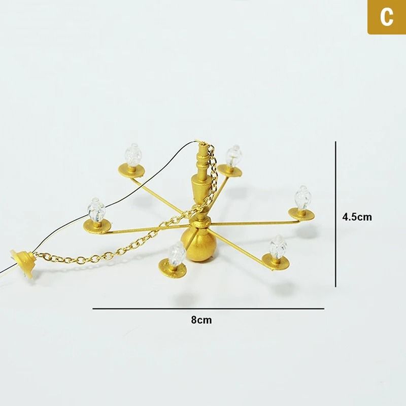 Dollhouse LED Chandelier Miniature Ceiling Lamp Dollhouse Lighting Accessory 3