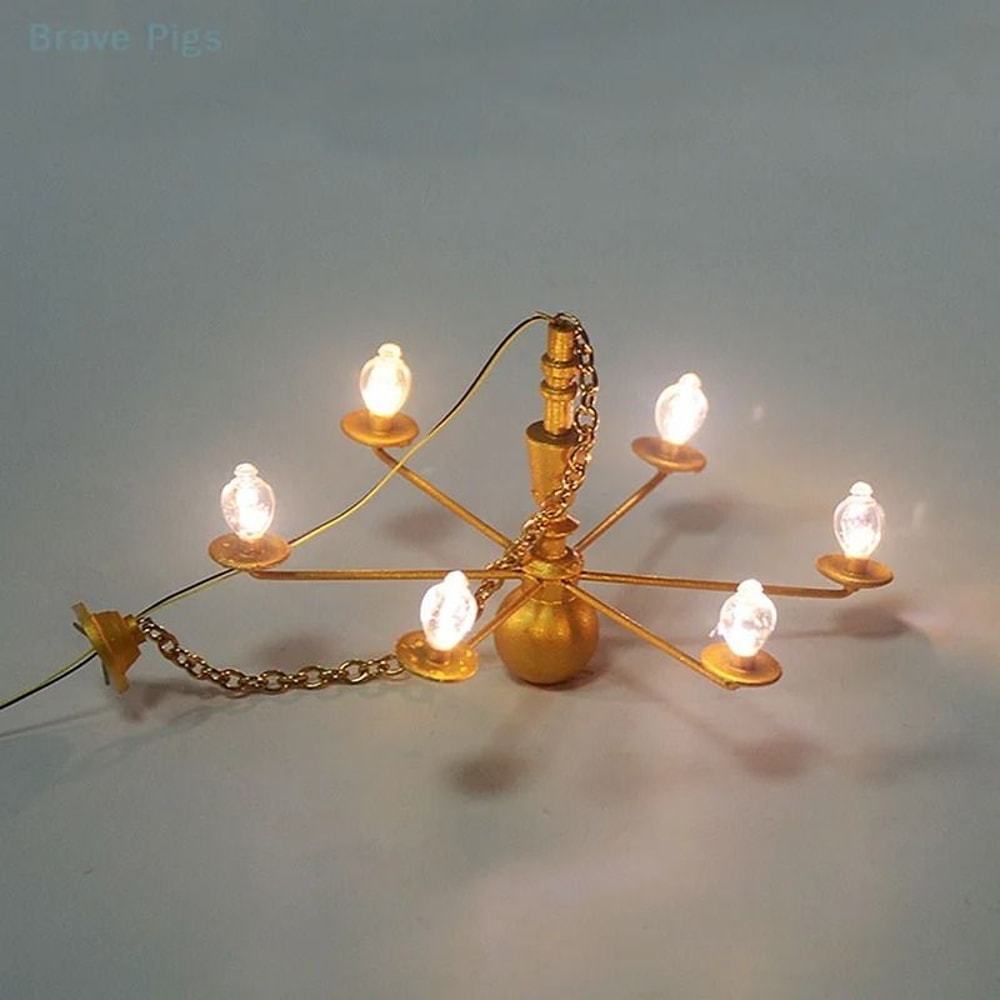 Dollhouse LED Chandelier Miniature Ceiling Lamp Dollhouse Lighting Accessory 8