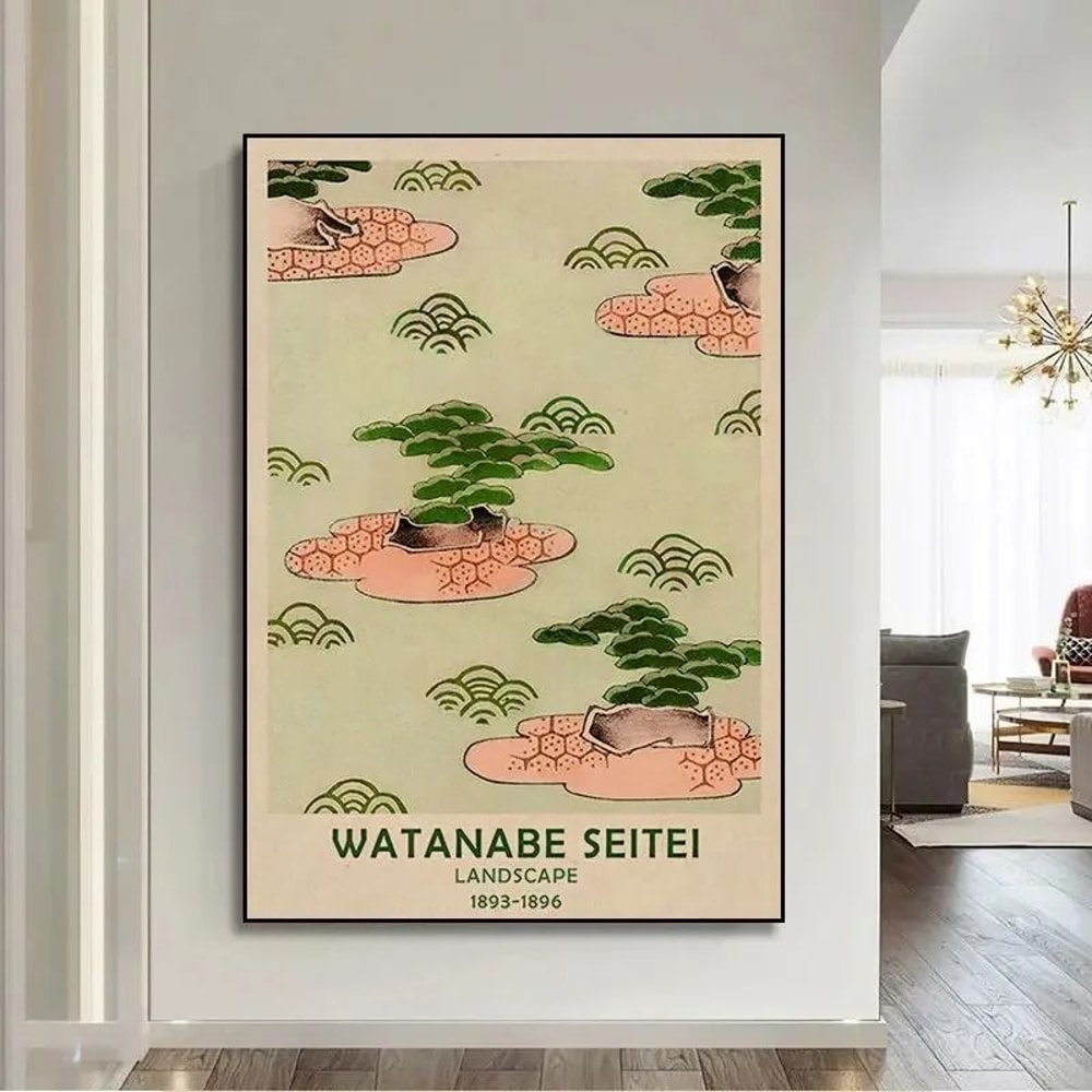 Japanese Art Poster Goldfish Lotus Painting Retro Canvas Print Asian Wall Decor 6