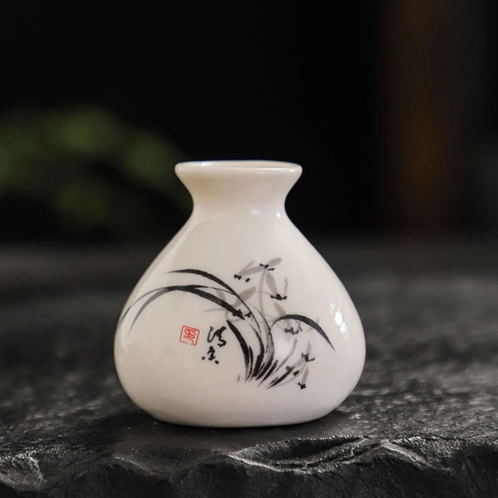 Ceramic Mini Vase Toothpick Holder Jar Chinese Style Cotton Swab Storage Decor 9