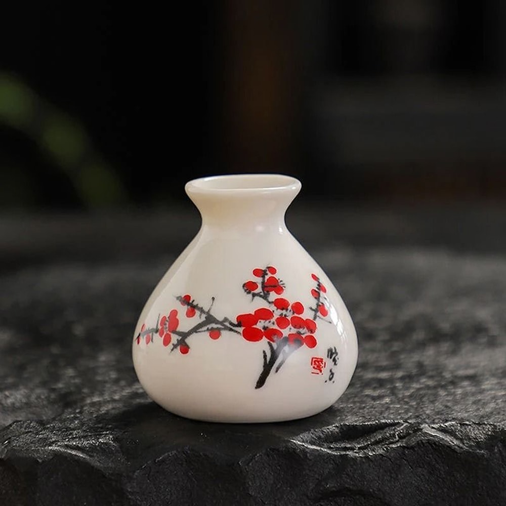 Ceramic Mini Vase Toothpick Holder Jar Chinese Style Cotton Swab Storage Decor 10