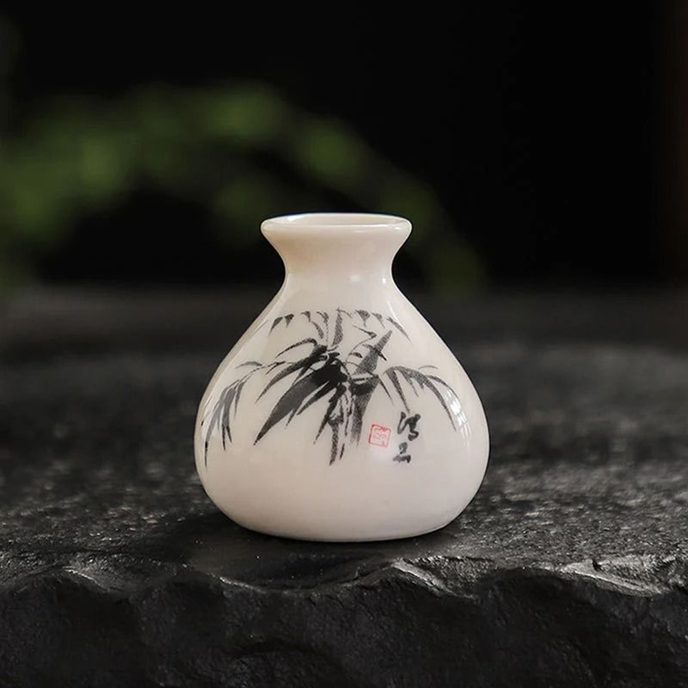 Ceramic Mini Vase Toothpick Holder Jar Chinese Style Cotton Swab Storage Decor 12