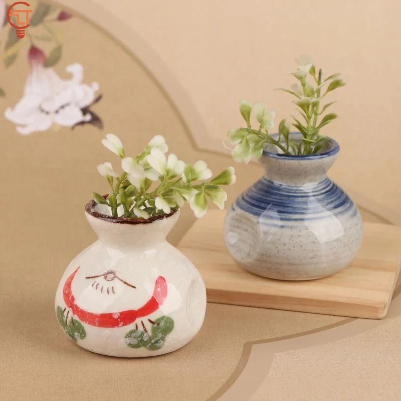 Ceramic Mini Vase Toothpick Holder Jar Chinese Style Cotton Swab Storage Decor 21