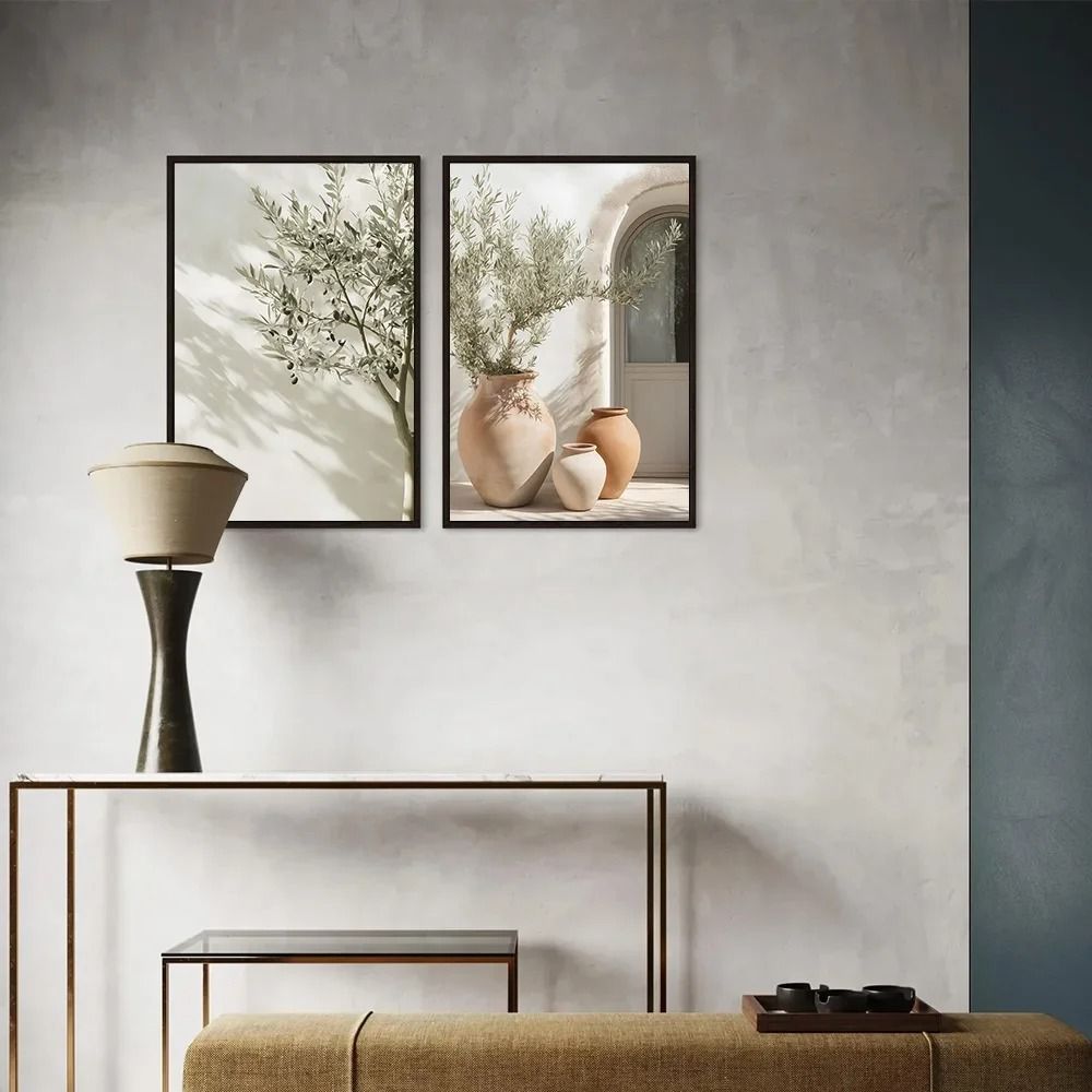 Mediterranean Wall Art Olive Tree Poster Countryside Landscape Minimalist Vase Print 6