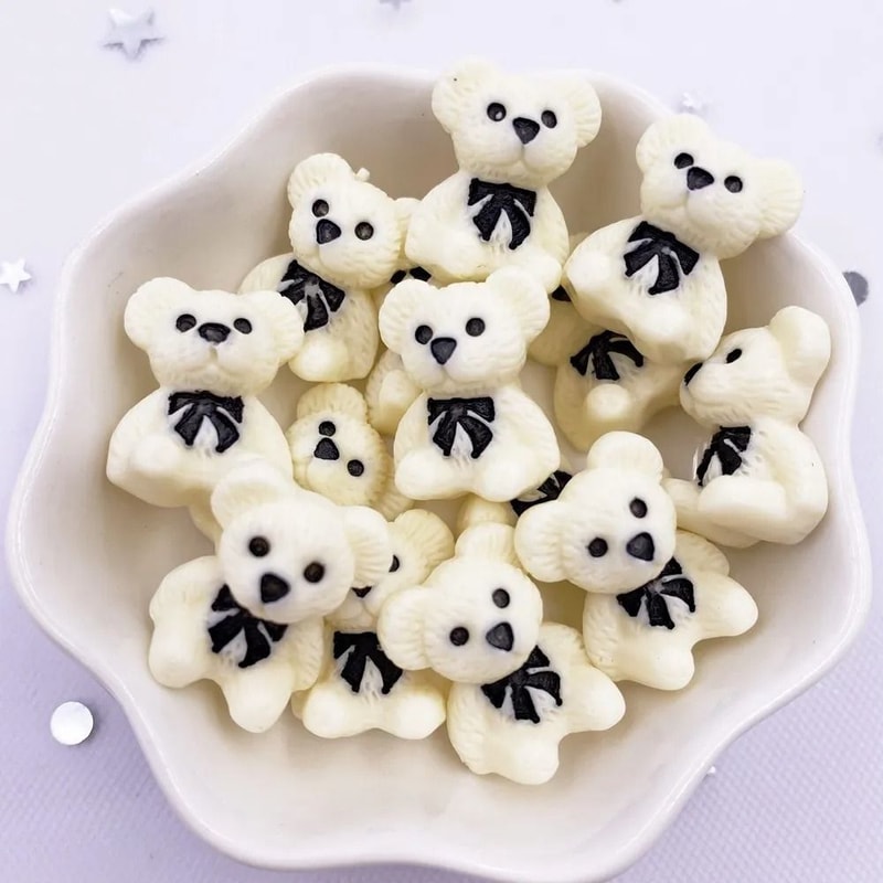 Kawaii Bear Figurines Resin Craft Embellishments Mini Bear Decorations Set 3
